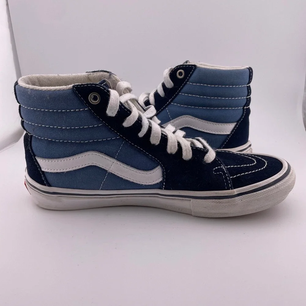 Vans SK8 Hi Pro Suede Canvas Skate Shoes Navy Blue White US‎ Men 7.5 UK 6.5